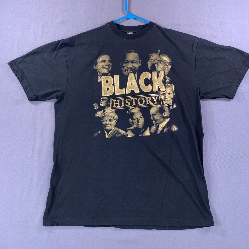 Black History Shirt Mens 3XL Black Graphic Short Sleeve MLK‎ Obama Parks Angelou